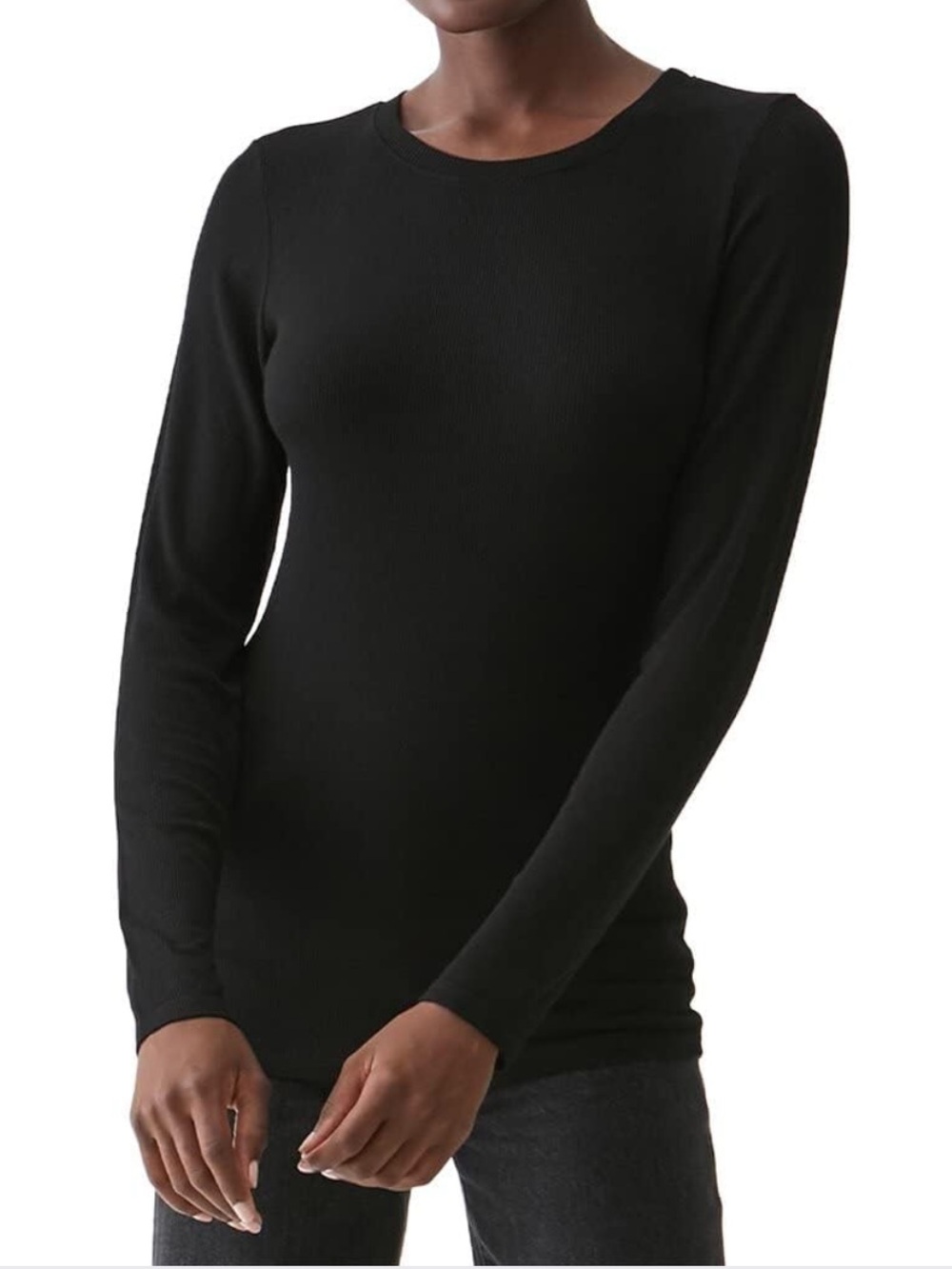 Michael Stars 2x1 Eco Rib Long Sleeve Crewneck Tee OS
